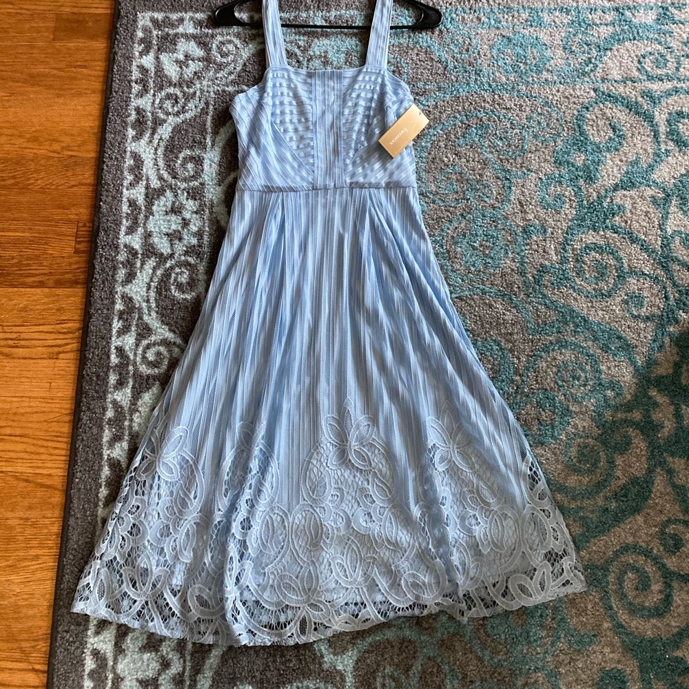 Francesca’s Sky Blue Lace Embellished Midi Dress